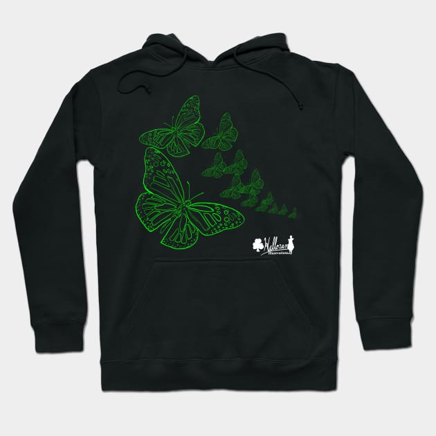 Green Monarch Butterflys Cerebral Palsy Awareness Hoodie by Halloran Illustrations